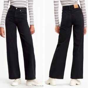 LEVI’S Jeans Ribcage Straight Ankle Black Denim Size 25